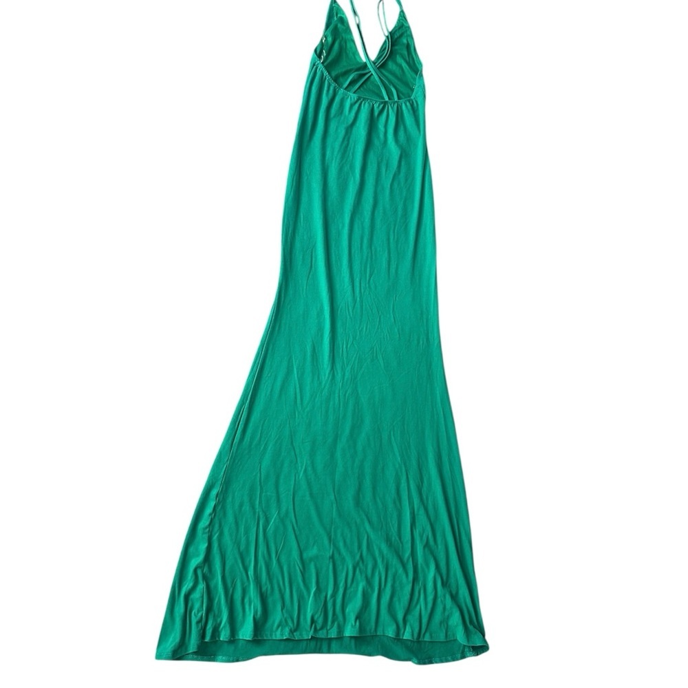 Green Spaghetti Strap Maxi Dress Stretch Casual Summer XS S Magia - Picture 3 of 9